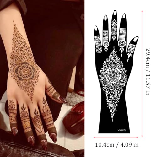 Henna Tattoo Stencils Kit, 12 Sheets Self-Adhesive Hand Stickers