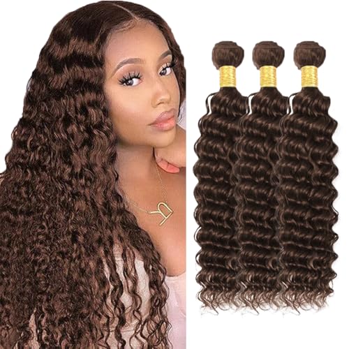 #4 Dark Brown Deep Wave Human Hair Bundles 28-32 inch