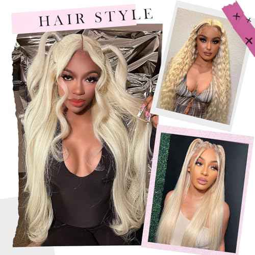 613 Lace Front Wig Human Hair 200 Density Blonde Wig Human Hair 13x6 Body Wave HD Lace Front Wigs Human Hair Pre Plucked 20 Inch 13x6 HD Lace Frontal Glueless Wigs for Women