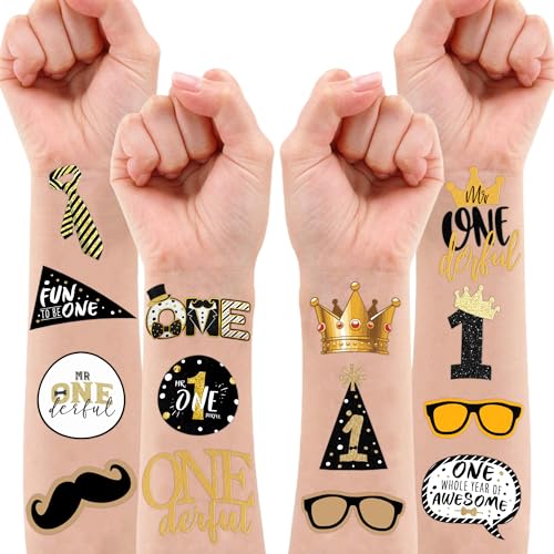 Mr Onederful 1st Birthday Temporary Tattoos 10 Sheets