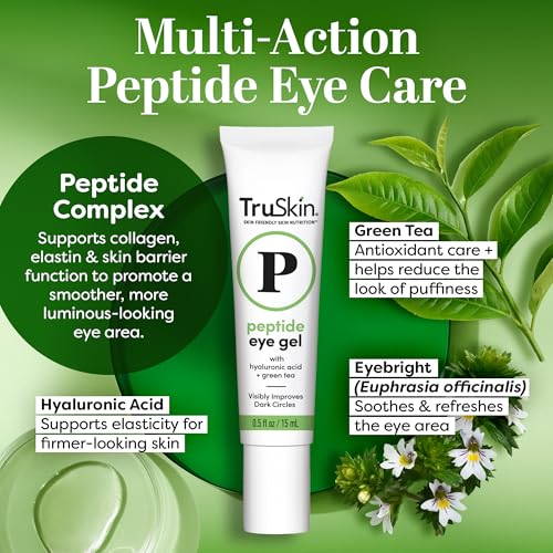 TruSkin Peptide Eye Cream Gel | Dark Circles & Fine Lines, 0.5oz