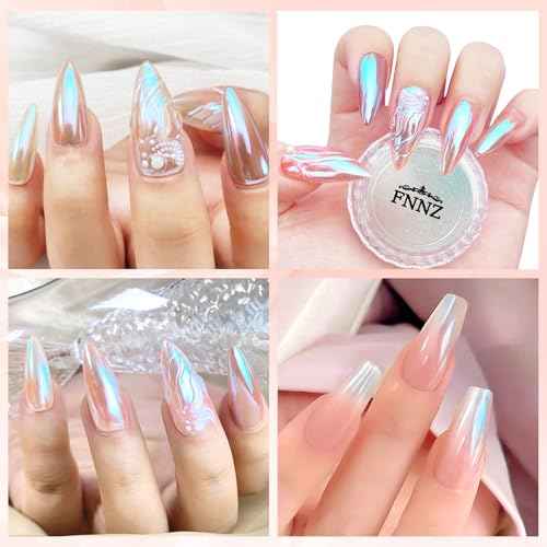 Unicorn Chrome Nail Powder, Aurora Unichrome Mermaid Aurora Nail Powder Pigment Pearlescent Nail Art Glitter Decoration for Home DIY Nail Salon Manicure - Glacier Ocean