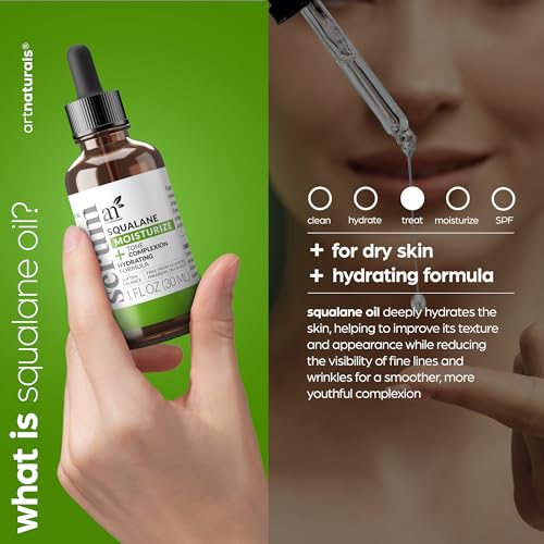 Artnaturals Squalane Oil - Pure & Natural Plant Facial Oil - Cold Pressed and Unrefined Premium Grade Multipurpose Moisturizing Oil for Skin - Fragrance-Free - 1 oz.
