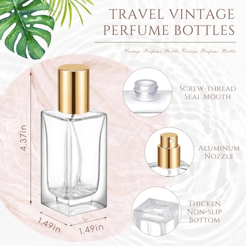 Teenyyou 6 Pack 50ml Empty Refillable Perfume Bottles with Gold Lid