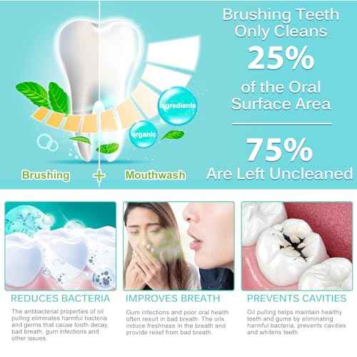 Coconut Pulling Oil, Oil Pulling Travel Sachets 20Pcs, Mint Oil Pulling Mouthwash for Teeth Travel Sizes, Natural Coconut Oil Pulling with Coconut & Peppermint Oil-Mouthwash