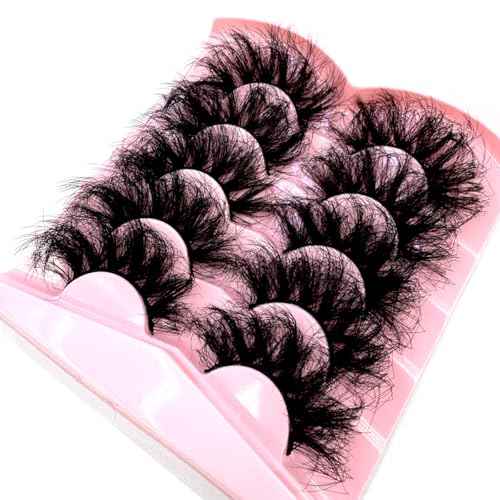 HBZGTLAD 5 Pairs 25mm 10D Faux Mink Lashes Bulk Fluffy Natural False Eyelashes Thick Dramatic Faux Mink Eyelashes Makeup tools Wholesale (QD-7)