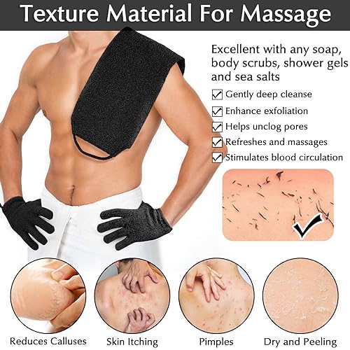 Anezus Exfoliating Bath Gloves & Back Scrubber Set
