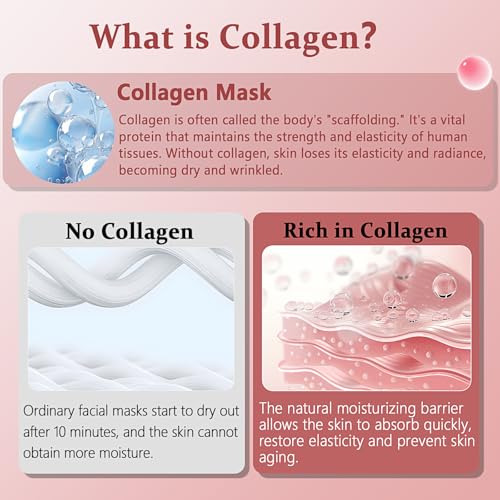 8Pcs Bio-collagen Real Deep Mask, Collagen Face Mask, Collagen Mask Overnight, Hydrating Hydrogel Masks, Anti Aging, Firming, Elasticity Improvement, for All Skin Types, 1.19 Fl Oz