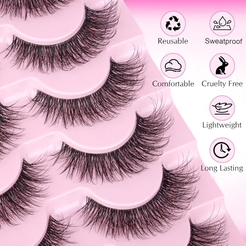 Wispy Mink False Eyelashes Clear Band 18mm - 7 Pairs