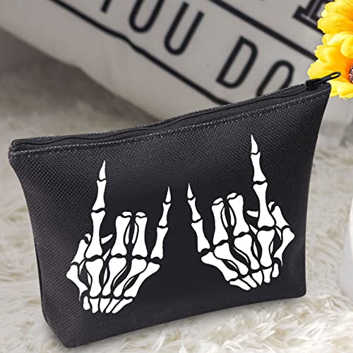 BWWKTOP Skeleton Rock Hands Cosmetic Makeup Bag Rock Skull Hands Gifts Skeleton Rock On Makeup Zipper Pouch Bag Skeleton Rock Merchandise (Skeleton Rock Hand)