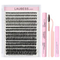 Lash Extension Kit 300 Pcs Lash Clusters Kit Lash Bond and Seal Waterproof DIY Lash Extension Kit Lash Remover Eyelash Brush Lash Tweezers Eyelash Extension Kit (Set 20D/40D/50D-0.07C-8-16Mix)