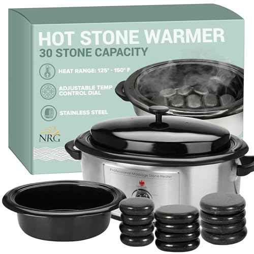 NRG Professional Hot Stone Warmer for Massage Therapy, 6 Quart - Hot Stone Heater Hot Stones Warmer Massage Stone Heater Massage Stone Warmer Massage Accessories - Adjustable Temperature Control