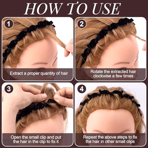 PAGOW 2-Pack Braided Headband with Clips for Women
