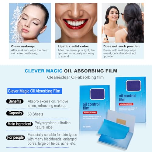 5 Packs Oil Blotting Papers for Face (300 Sheets) - Oil Absorbing Blotting Sheets for Oily Skin, Makeup-Friendly & Portable Oil Wipes
