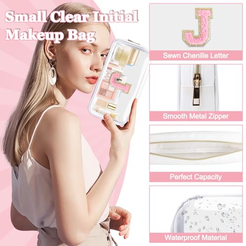 Personalized Initial Clear Makeup Bag | Chenille Letter Design