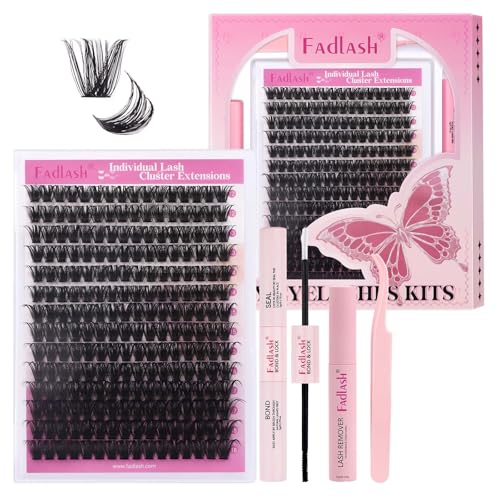 FADLASH DIY Lash Extension Kit with D Curl Cluster Lashes