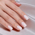 Beetles Milky White Press On Nails - Short Squoval Soft Gel Kit (32 Pcs)