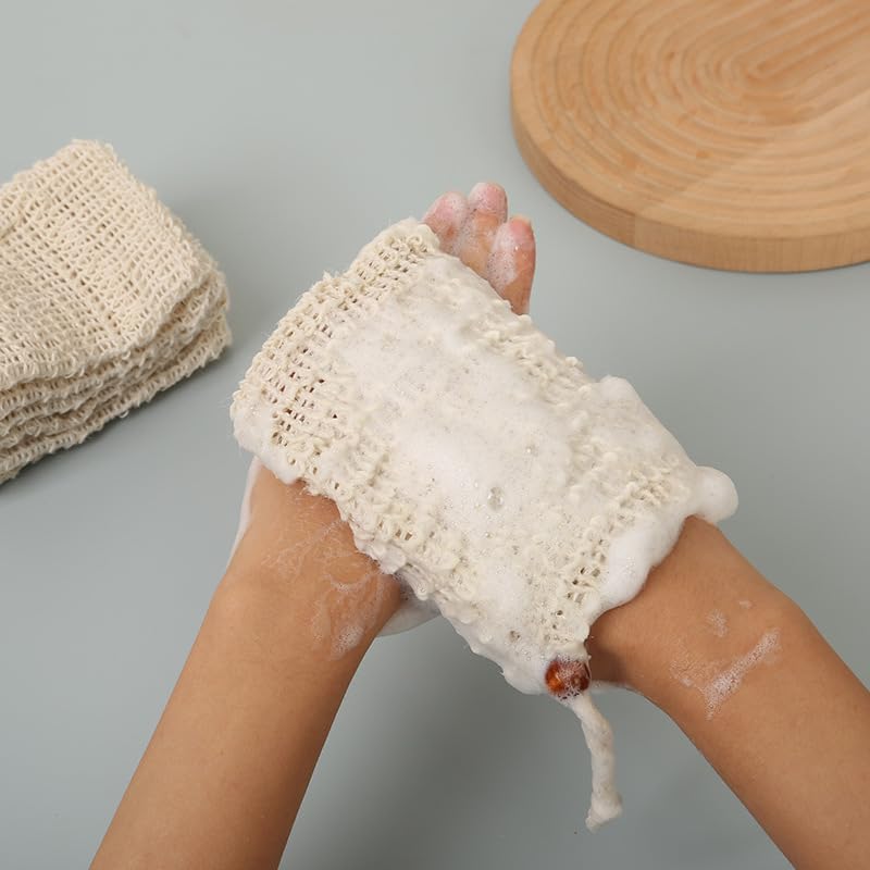 Lathering Soap Pouch 4 Pack – Cotton Mesh Hanging Loop