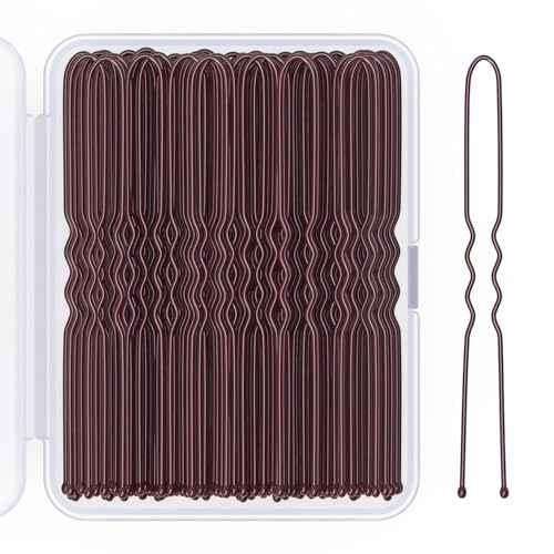 2.8 Inch U Shaped Hair Pins for Women Girls, Long Hair Pin Bobby Pin for Secure Bun Hairstyles, 100 Count (Brown)