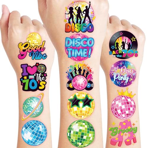 96 PCS Disco 70s Temporary Tattoos for Kids | Retro Party Favors