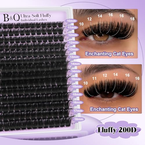 B&Q Fluffy Lash Clusters 10-18mm D Curl Extensions