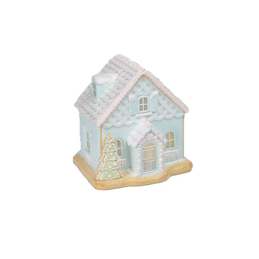 December Diamonds Santas Cookie Factory LED Blue House Figurine - Beautiful Christmas Decor for Your Home