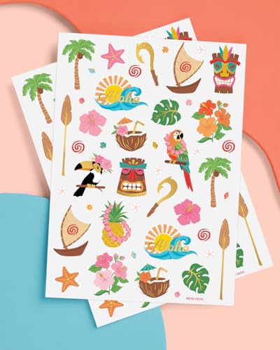 xo, Fetti Tropical Island Temporary Tattoos - 60 Gold Foil Pcs