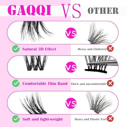 GAQQI 3D Lash Clusters 110pcs - 10-14mm Wispy Volume Extensions