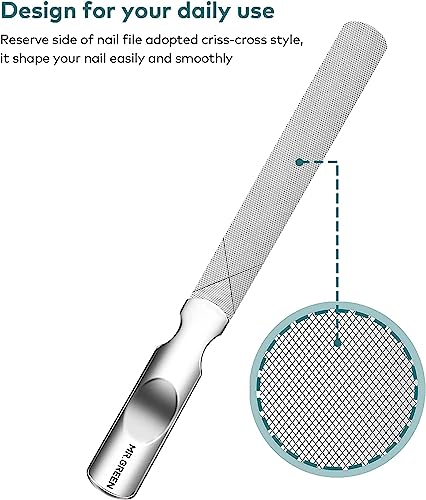 Stainless Steel Nail File with Anti-Slip Handle & Leather Case
