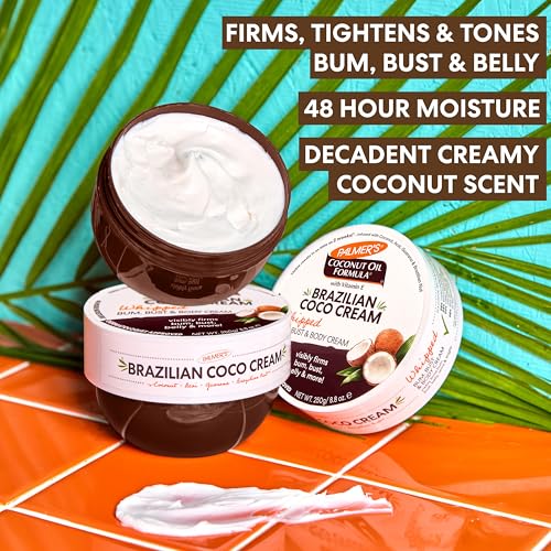 Palmer's Coconut Oil Formula Brazilian Coco Firming Skin Care Duo, Whipped Body Butter (8.8 Oz) + Body Oil (6.5 Fl Oz) Helps with Skin Tightening & Firming of Bum, Bust & Belly, Provides 48Hr Moisture