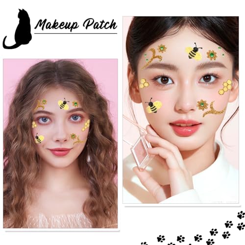 Bee Glitter Face Stickers - Self-Adhesive Temporary Tattoos