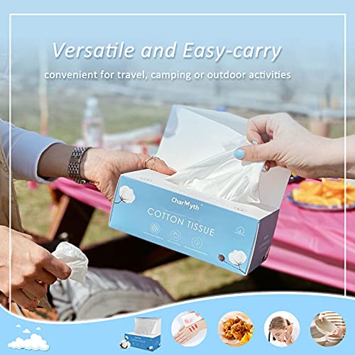 Extra Thick Disposable Face Towel, Disposable Makeup Removing Wipes, 100% USA Cotton and 100% Organic & Cruelty Free, Lint-Free Cotton Tissues for Sensitive Skin