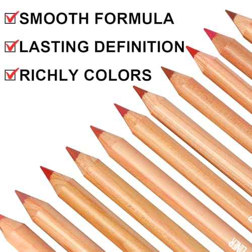 12 Colors Lip Liner Set, Matte Finish Series Lip Liners Pen Kit for Women, Long Lasting Waterproof Smooth High Pigmented Lip Pencil for Daily Makeup (Set A)