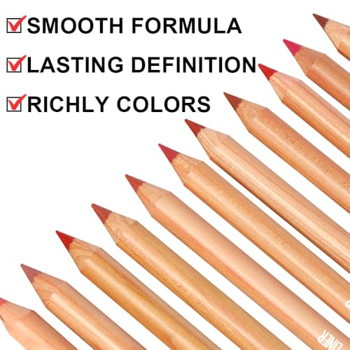 KIMIEYE 12 Colors Lip Liner Set A - Matte Finish Long-Lasting Lip Pencils