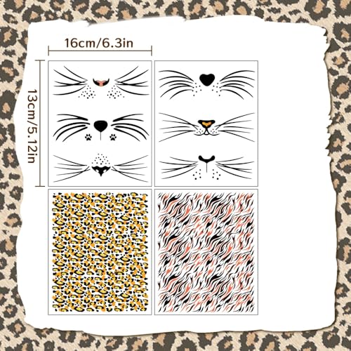 Leopard Temporary Tattoos for Kids & Adults - 10 Sheets Animal Prints