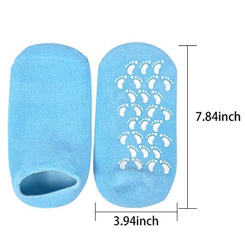 Gel Moisturizing Socks Spa Socks - Soften and Repair Dry Cracked Sore Heels and Dead Hard Skin, Treat Eczema, Keep Silky Soft and Beautiful (Blue)