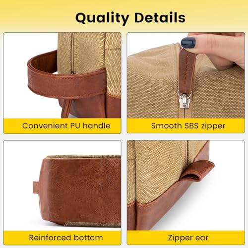 Vorspack Canvas Travel Toiletry Bag for Men - Medium Brown