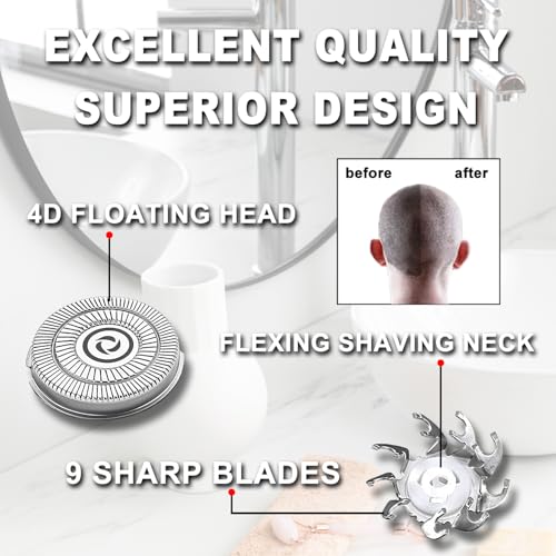 8 PACKS Head Shaver Replacement Heads Compatible with Skull Shaver Pitbull Gold PRO, Pitbull Silver PRO, Palm, Pitbull Platinum PRO, Electric Razor Replacement head for Superior Shaving