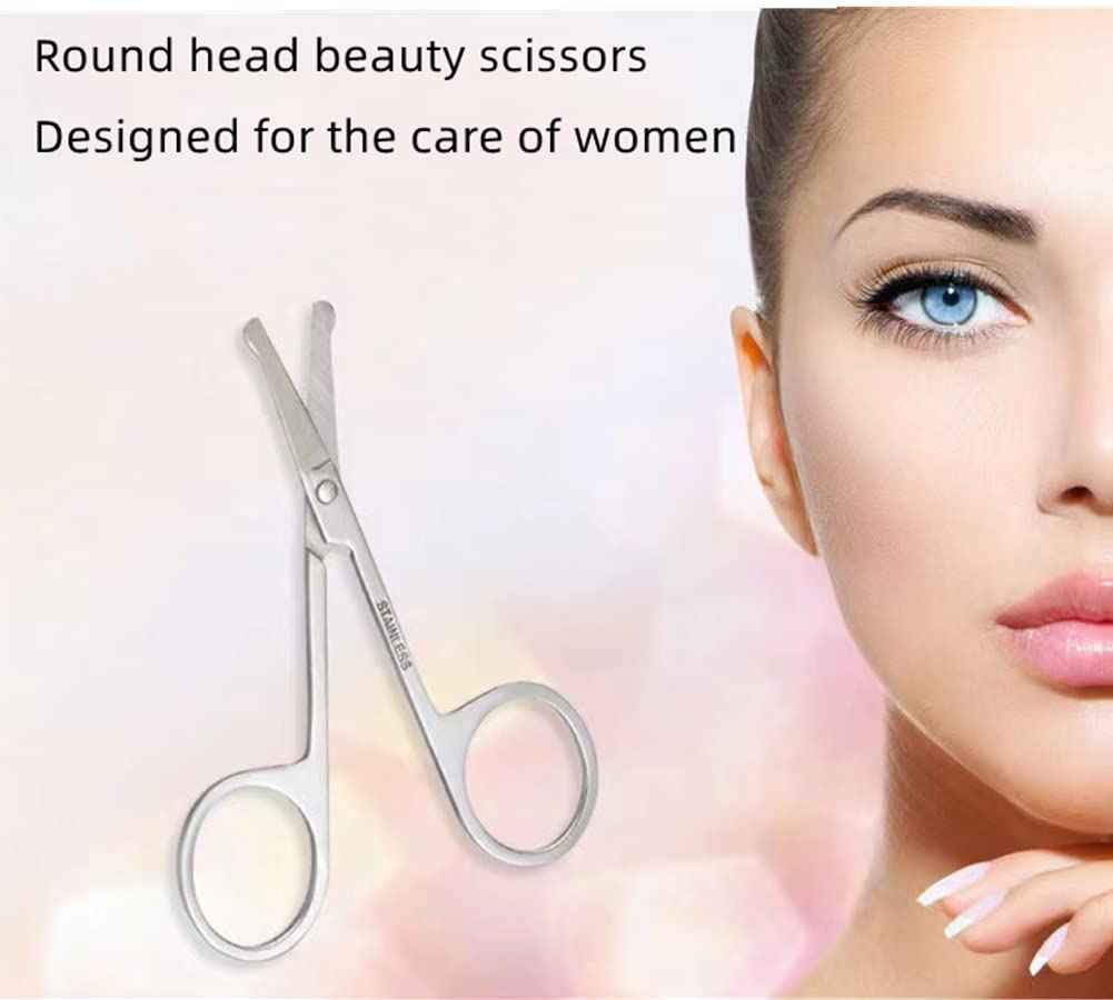 XUJINCN Nose Hair Scissors,3.45in small scissors,Nose Hair Trimmer for Women/Men,Round Nose Safety Scissors,For Trimming Nose Hair,Eyebrow trimming,Mustache,Beard,Eyelashes