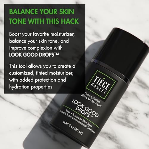 Tiege Hanley Look Good Tanning Drops for Men, Daily Tinted Face Moisturizer Mix-In with Hyaluronic Acid for Hydration, Natural Tan Finish and Antioxidant Support, Men¡¯s Skin Care, 20 ML
