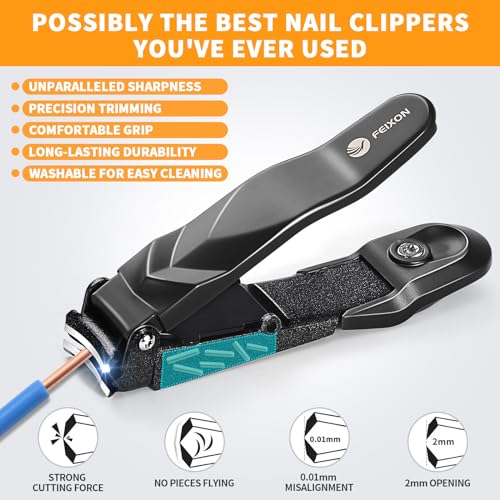 FEIXON Nail Clippers for Men Women with Catcher,Heavy Duty No Splash Ultra Sharp Fingernail Clipper & Toenail Clippers,Nail Cutter with Nano Nail File for Adult,Seniors,Home,Travel,Gifts