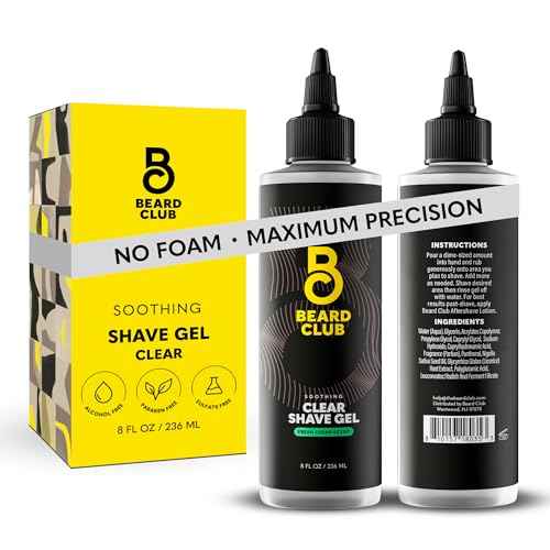 Beard Club Premium Shaving Gel for Men ? Hydrating Mens Shave Cream for Sensitive Skin ? Cedar Scent Precise Line Ups & Smooth Shaving ? Clear Shave Gel for Men ? Cooling Sensation ? Sativa Seed 8oz