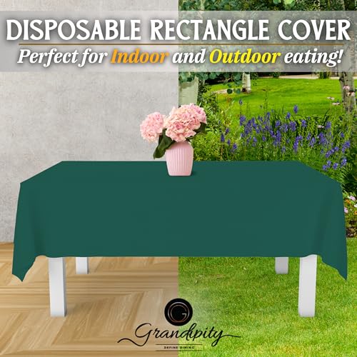 Grandipity Dark Green 12 Pack Premium Disposable Plastic Tablecloth 54 Inch. x 108 Inch. Decorative Rectangle Table Cover