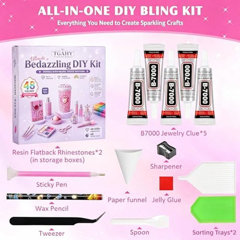 TGAHY 48000 Pcs Rhinestone Kit - 48 Colors 3mm Flatback Gems