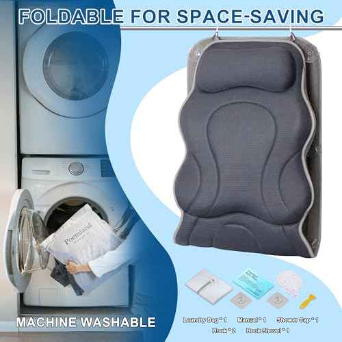 Full Body Bath Pillow for Tub - Extra Long & Thick Tub Pillow with Head, Back & Lumbar Support, 168 Non-Slip Suction Cups, Soft 5D Mesh Spa Cushion, Fits All Tubs-Gift for Soaking(Gray)