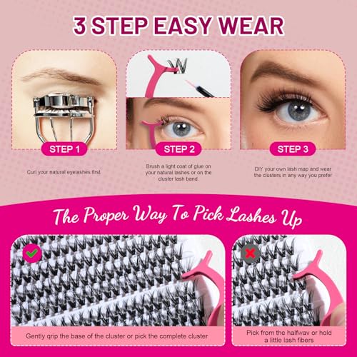 BS-MALL Lash Clusters Kit – Reusable Fake Eyelashes with 5X Mirror