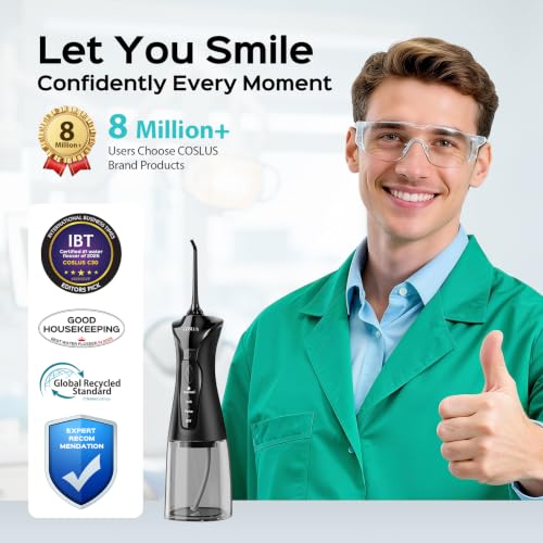 COSLUS C30 Water Dental Flosser with 4 Modes, 300ml Tank, Upgraded DIY Pressure