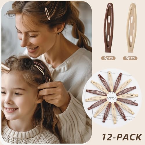Metal Snap Hair Clips Set of 16 - Non-Slip Barrettes