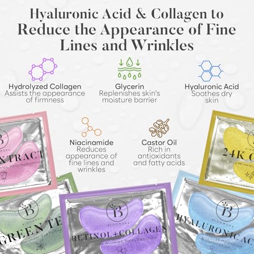 BLOOMORA Under Eye Patches Variety Pack (30 Pairs)