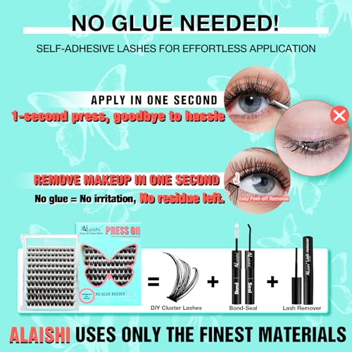 Self-Adhesive Lash Clusters Kit - 120pcs No Glue Eyelashes